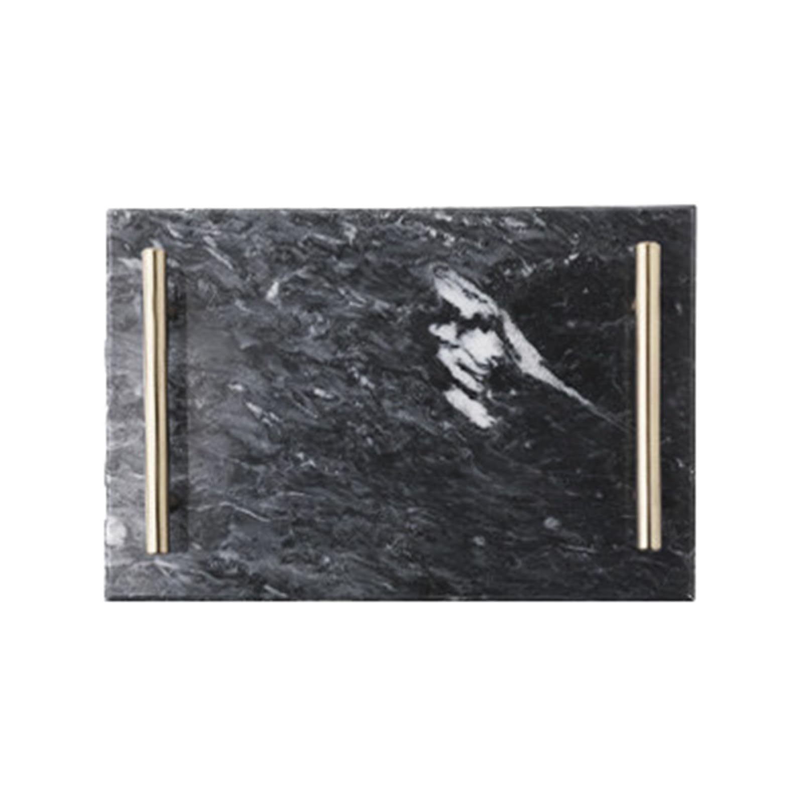 Marble Tray,Rectangular Storage,Stainless Steel Handle,Non-slip Base,Perfect for Holding Cups and Fruit(Color1)