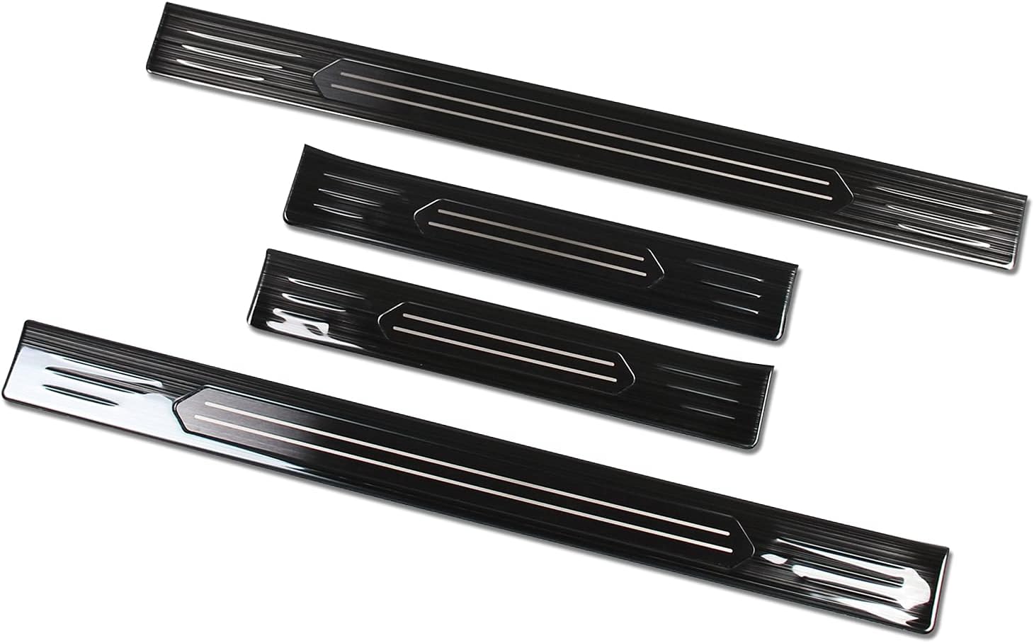 Beautost fit for Nissan Rogue 2021 2022 2023 2024 2025 2026 Door Sill Scuff Plate Guard Cover Trims Stainless Steel (Black)