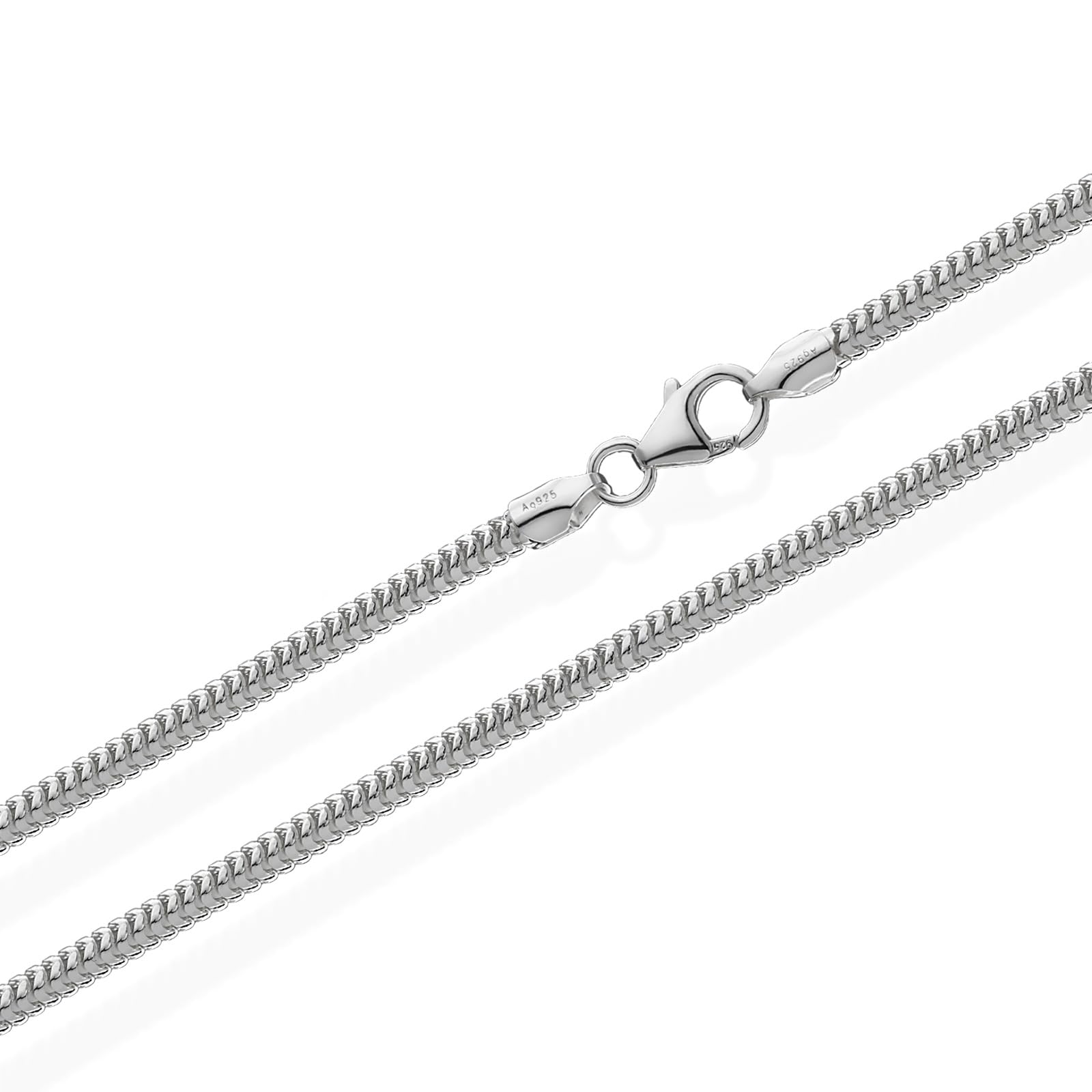 NKlaus Schlangenkette aus echtem 925 Sterlingsilber, 2,40mm breit, 1 Stück | Nickelfrei; in verschiedenen Längen erhältlich