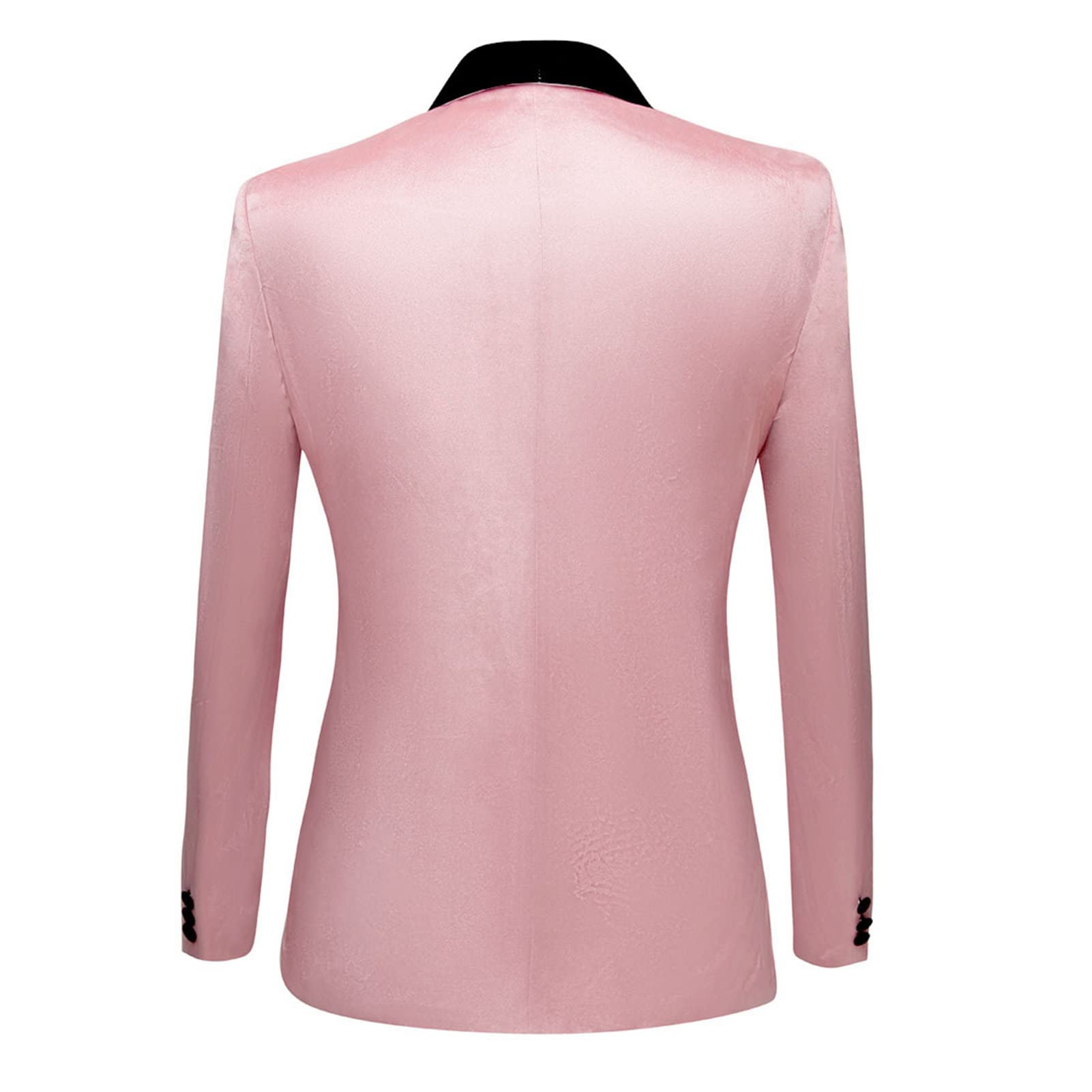 Men's Premium Velvet Blazer Jacket Slim Fit Solid Shawl Lapel Tuxedo Suit One Button Dinner Party Prom Sport Coat (Pink,X-Small)