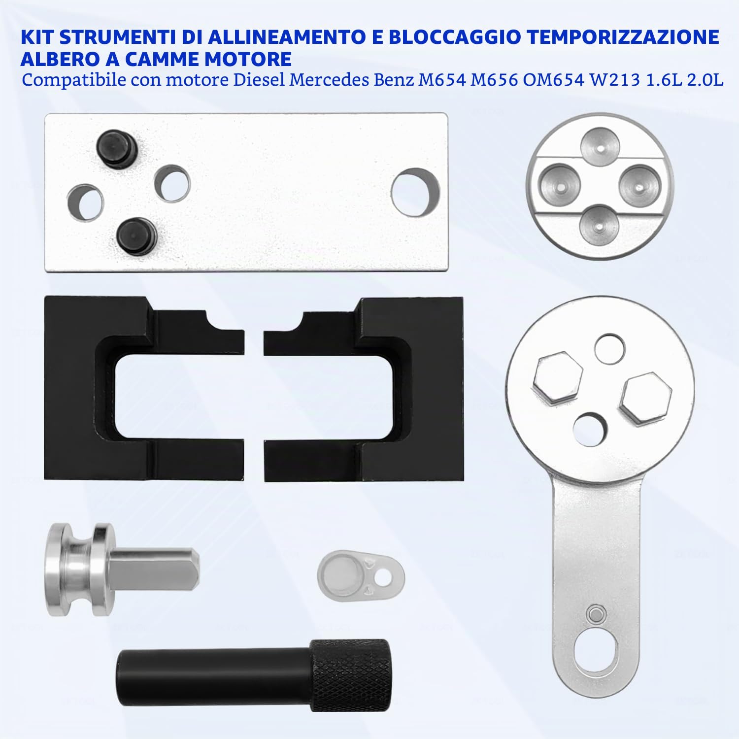 ZKTOOL Kit di strumenti per la messa in fase e il bloccaggio dell'albero a camme del motore, compatibile con Mercedes Benz M654 M656 OM654 W213 1.6L 2.0L motore diesel, regolazione dell'albero motore