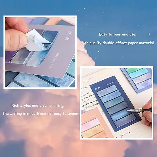 Miniatura 3 de 960 hojas de pestañas adhesivas de paisaje, pestañas de índice de tiras pastel para anotar libros, pestañas adhesivas multifuncionales y para