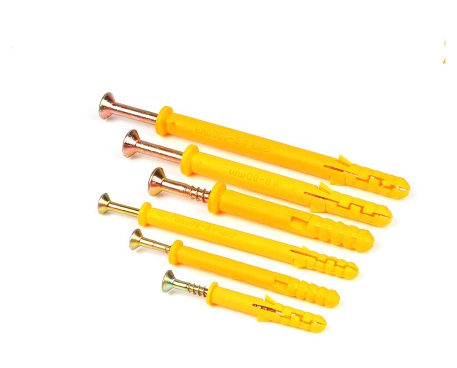 Bulloni di espansione 10 Pezzi M8 Tubo di espansione in plastica Tubo autofilettante tasselli a Muro Perforazione tasselli per Lavorazione del Legno espansione in Plastic(-M8-100mm)