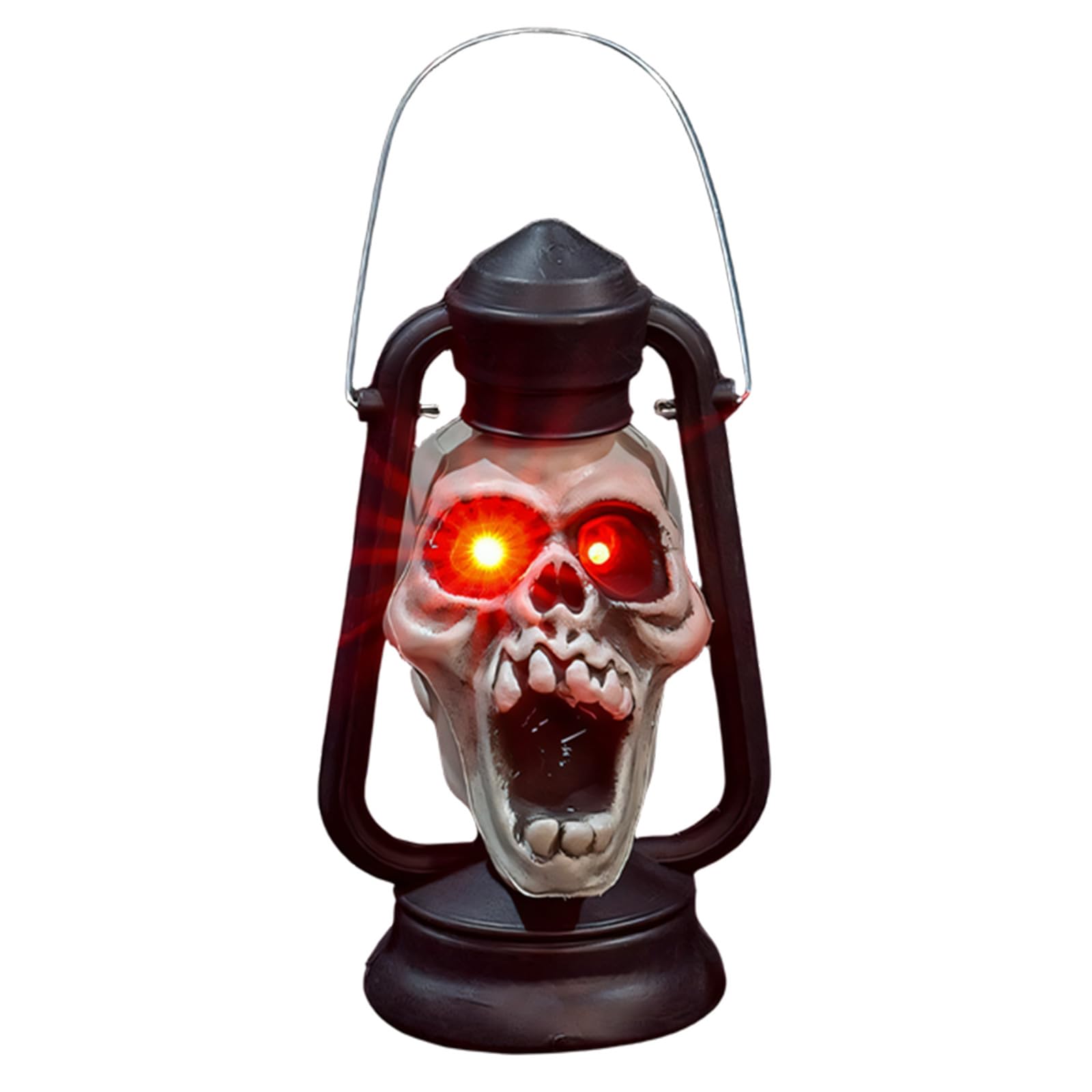 Elnwnnkc Classical Skull Head Lamp Plastics Halloween Skeleton Head Lamp with Carry Handle for Decorations and Horror Movie Halloween Skeleton Light