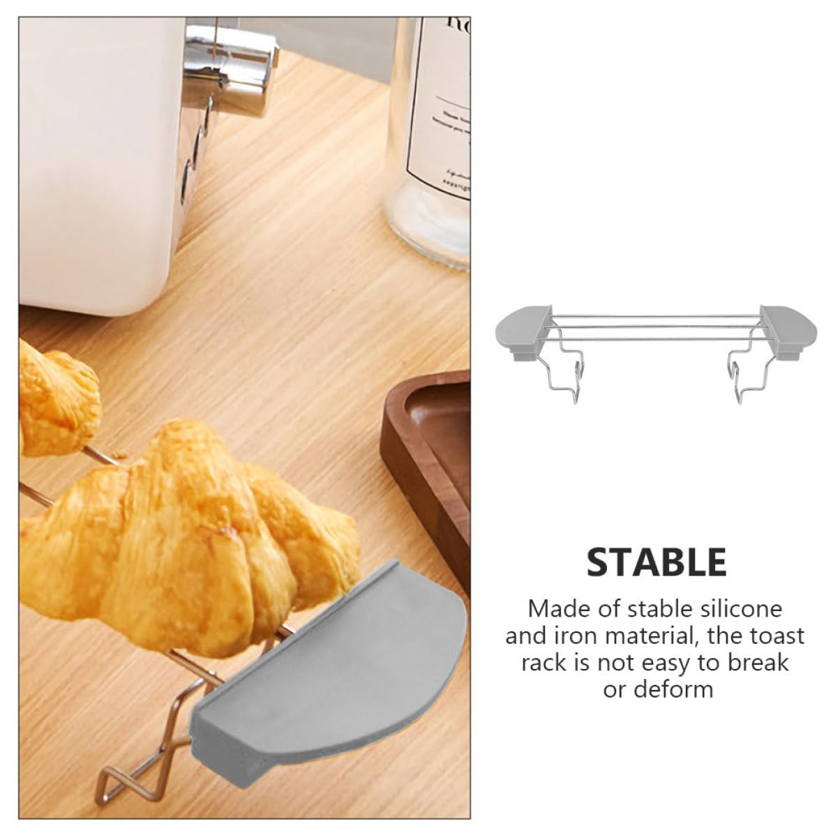 IMIKEYA Brötchenaufsatz für Toaster Ersatz mit Silikon und Eisen Kompakter Toasterrost als Toastwärmer und Sandwichständer für Küchenzubehör