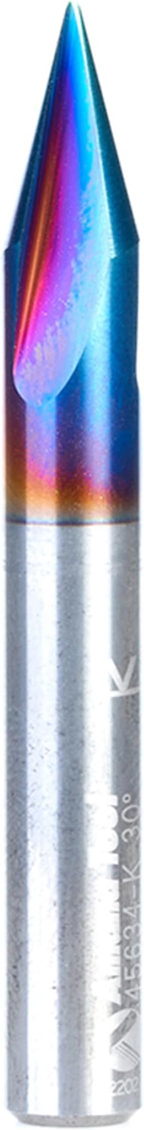 - Amana Tool 45634-K SC Spektra Extreme Tool Life Coated V-Groove 30 Deg x 1/4 D x 27/64 CH x 1/4 Inch SHK 3-Flute Router Bit