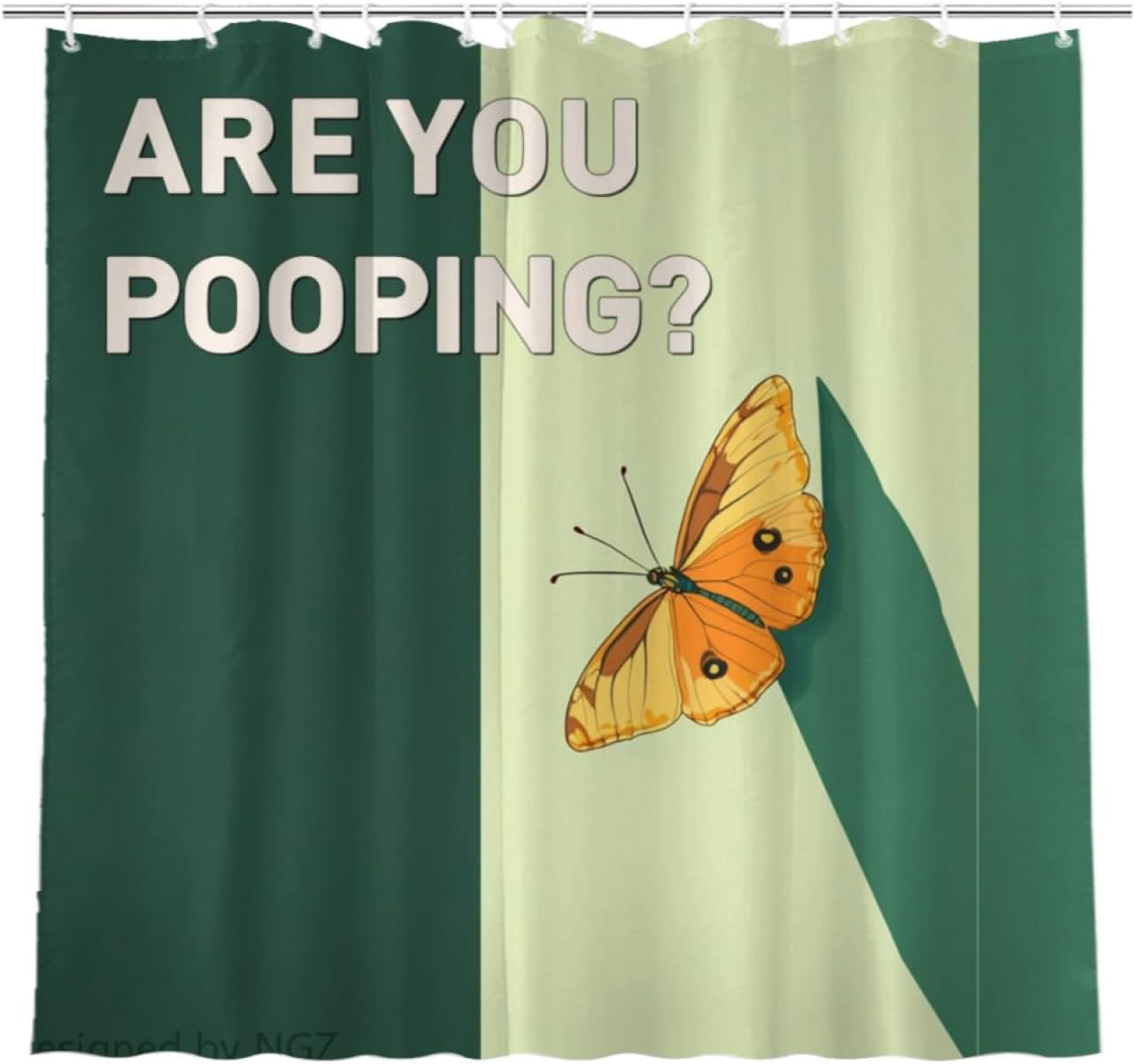 NGZ are You Pooping Eagle Shower Curatin, Funny Eagle Shower Curtain, Green Shower Curtain Set with 12 Hooks for Bathroom Decor, 72x72