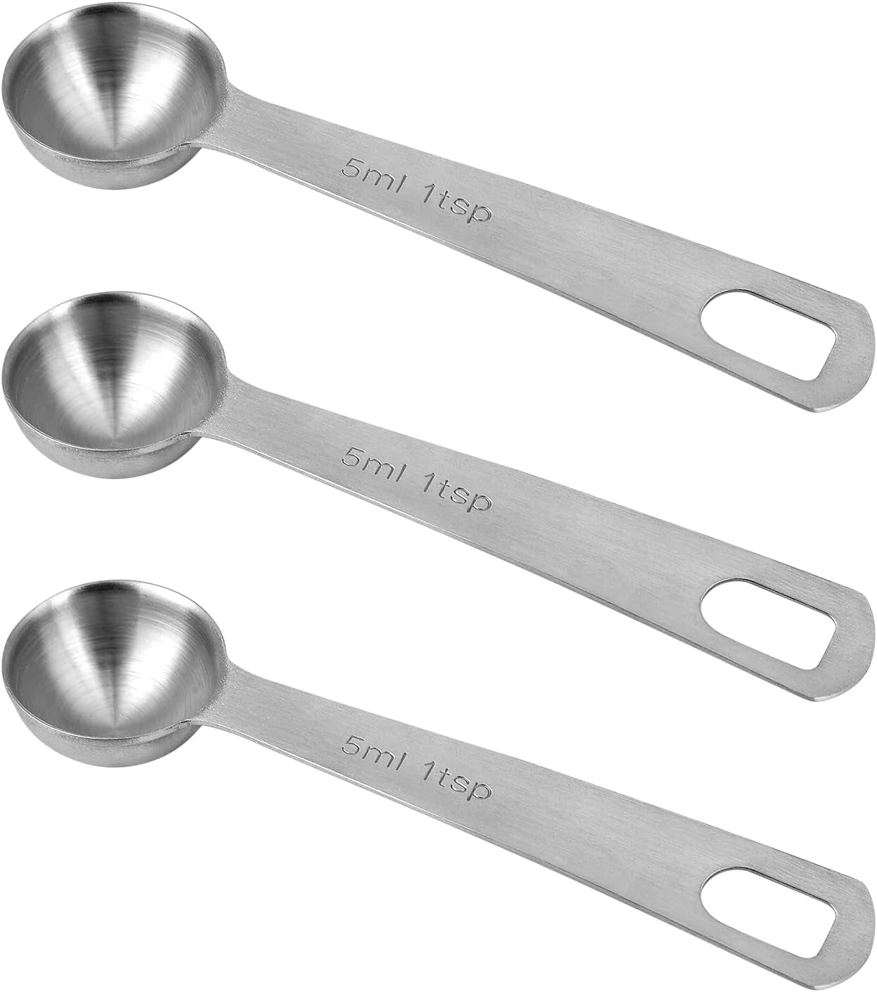 3pcs Measuring Spoon, Stainless Steel Table Spoons Measuring Spoons Teaspoon 1/3 Tablespoon 5 ML | 5 CC Metal Spoon Short Handle for Kitchen Tea Soup Salt Ingredients (Short)