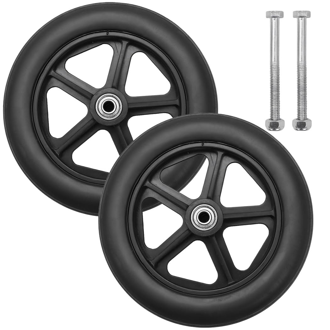 Wheel Replacement, 7.5-Inch Solid Wheel, 5/16-Inch Metal Bearing, Front Wheel Wheelchairs For 2 Pcs, Accessories For Walkers, Rollators