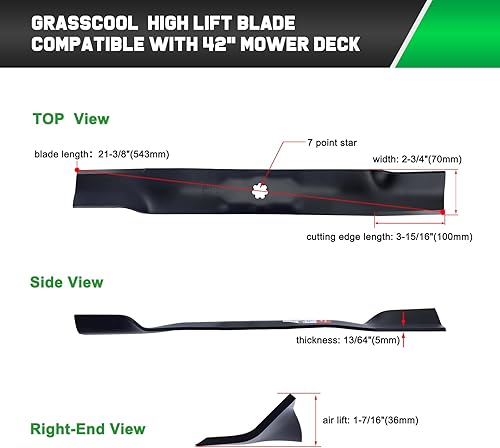 Miniatura 6 de AM141034 - Cuchillas de cortacésped de 42 pulgadas para John Deere D130 D110 D105 D125 X300 Z225 LA135 Z235 42 pulgadas reemplazo AM137327 AM141032