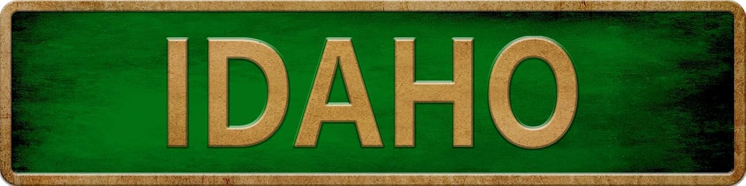peiyeety Vintage Metal Tin Sign Decorative Wall Art Idaho Themed Sign, Rustic Style, Durable Waterproof Rustproof, For Home, Travel Decor, State, Easy To Mount, 4x16 Inch
