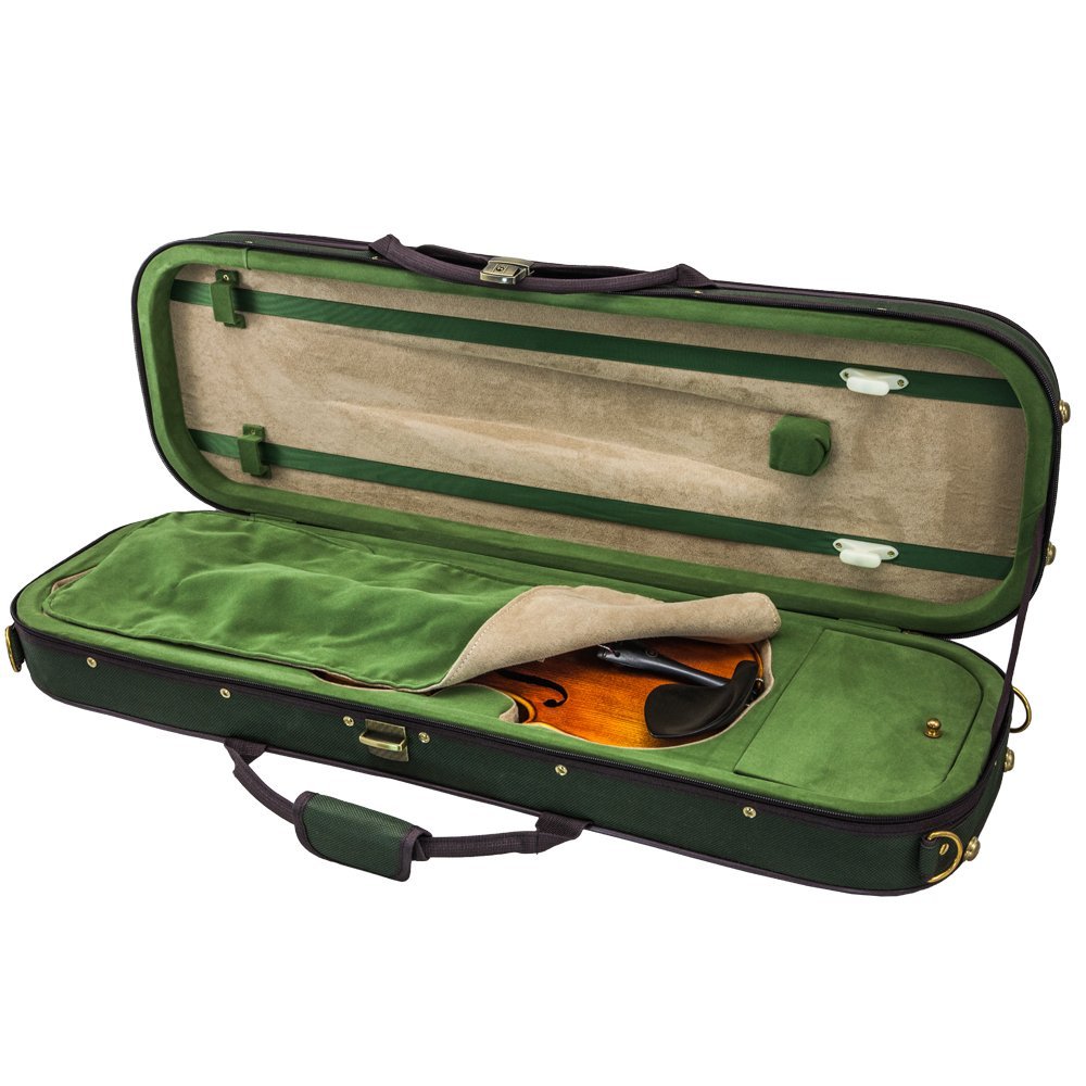 SKY 4/4 Full Size Violin Oblong Case Lightweight with Hygrometer Green/Green Khaki