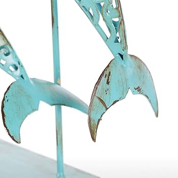 Amazon.co.jp: Hlake ブルーダブルイルカ彫刻抽象錬鉄製の装飾品