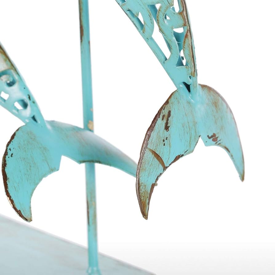 希少品　ブルーカルセドニー　置物　イルカ Amazon.co.jp: Hlake ブルーダブルイルカ彫刻抽象錬鉄製の装飾品