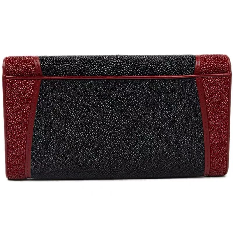 Authentic Real Stingray Skin Mixed-Color Female Clutch Purse Lady Long Trifold Wallet Genuine Leather Women's Large Card Holders4