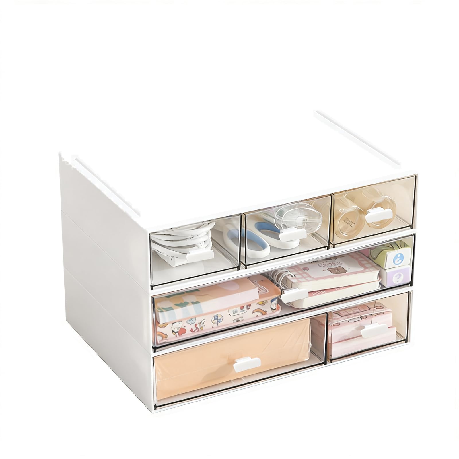 QUILSTM Desktop Drawers 3 Tier Desk Organizer Flexible Storage