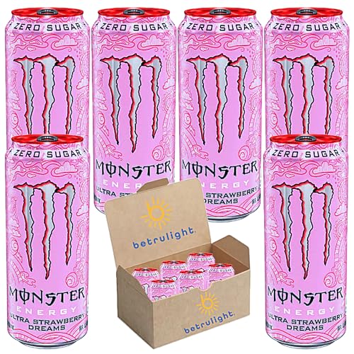 Monster Energy Zero Sugar | Sugar Free Energy Drink | Ultra Variety Pack | Pack of 6 | Every Order is Elegantly Packaged in a Signature BETRULIGHT Branded Box | (16 Fl oz, Ultra Strawberry Dreams)