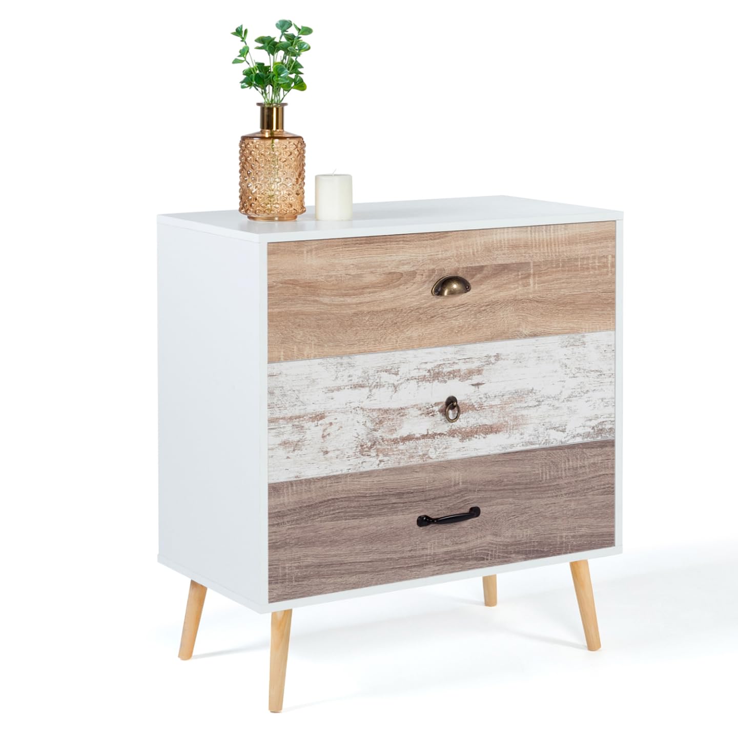 IDMarket - Commode 3 tiroirs Bahia 75 cm scandinave