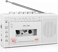 Vista 1 de Grabador de casete pequeño, convertidor de casete a digital a través de USB o tarjeta micro SD, alimentado por CA o 4 pilas AA, grabadora de cinta