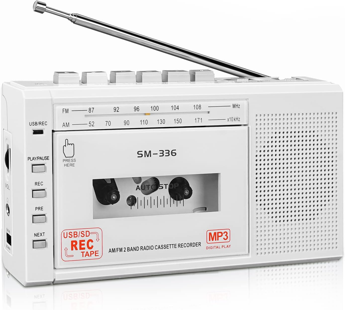 SEMIER Portable Cassette Player Recorder, Cassette to MP3 Digital Converter via USB or Micro SD Card, Powered by AC or 4 AA Battery AM FM Radio Tape Walkman, Build-in Speaker and Microphone