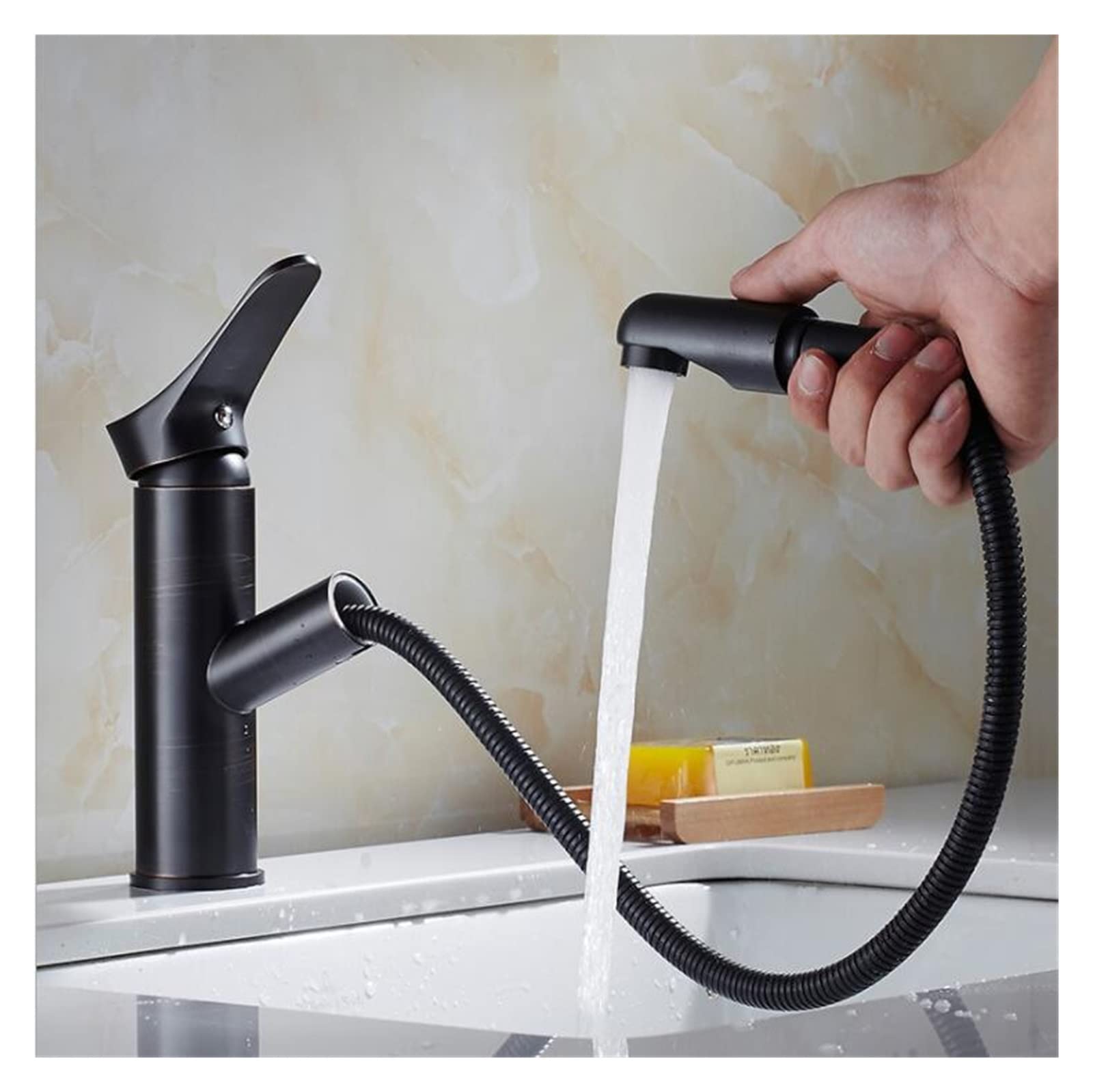 Mitigeur de salle de bain extractible en laiton eau chaude et froide
