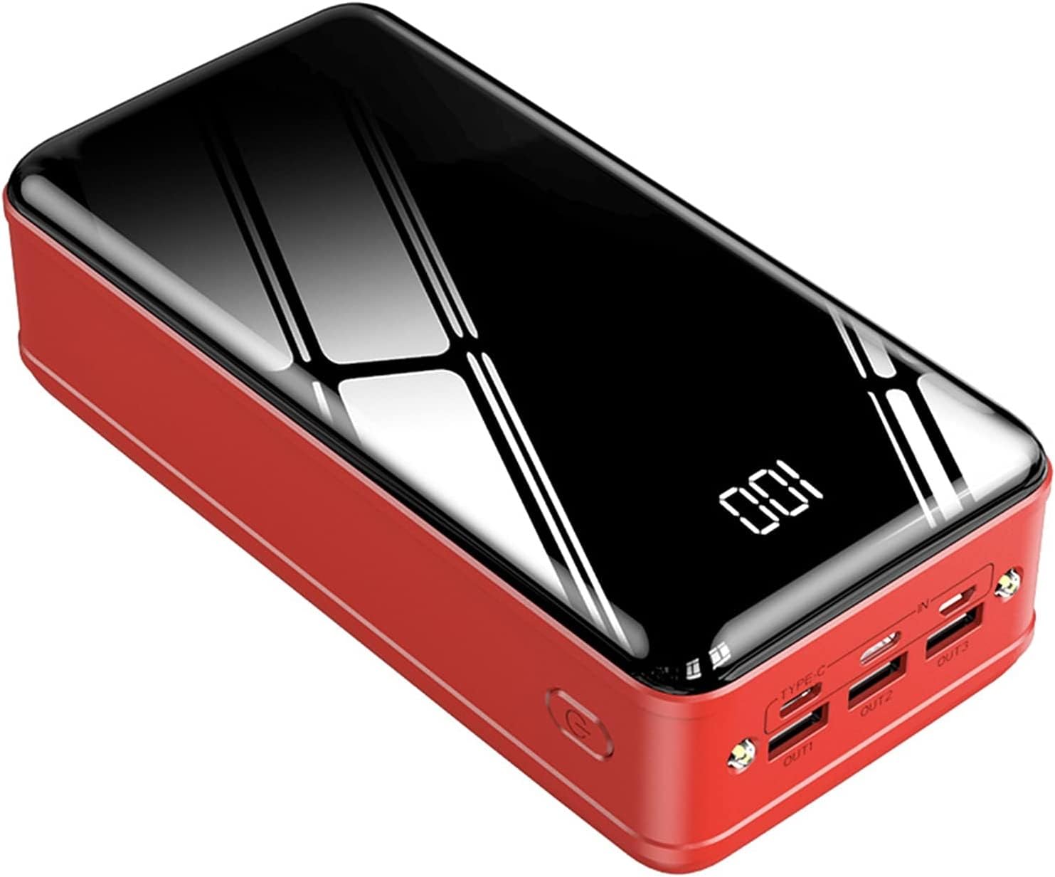 Power Bank 50000Mah USB Cargador Portátil Pantalla LED Carga Rápida Batería Externa Puede Cargar 3 Dispositivos Al Mismo Tiempo para Teléfonos Inteligentes, Tabletas, Consolas De Juegos(Red)