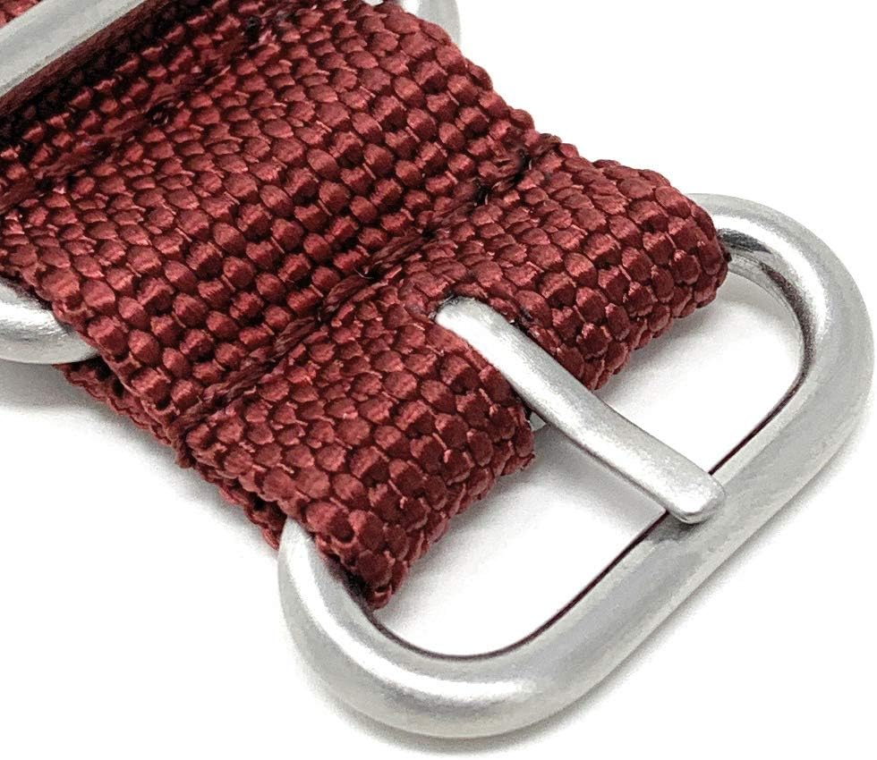 Bandini Nylon Watch Band - 2 Piece Watch Strap - 3 Stainless Steel Loops and Buckle - Perfect For Regular or Smart Watches - 20mm, 22mm, 24mm - Black, Blue, Burgundy, Army Green, Beige