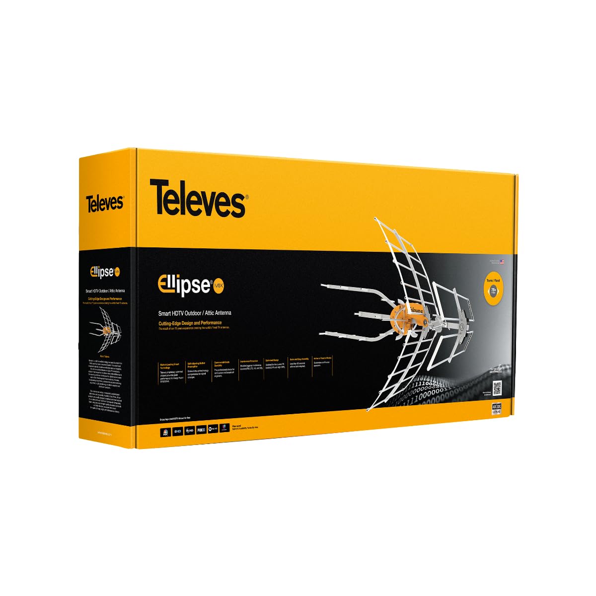 Televes 148883 Ellipse Mix Outdoor HDTV Antenne - Kanäle High-VHF/UHF, LTE/5G Filter