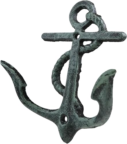 Miniatura 3 de Ebros Gift Paquete de 2 anclajes de hierro fundido clásico rústico Verdigris Vintage Maritime Sailor Nautical Ocean Sea Ship Anchor 2 clavijas de