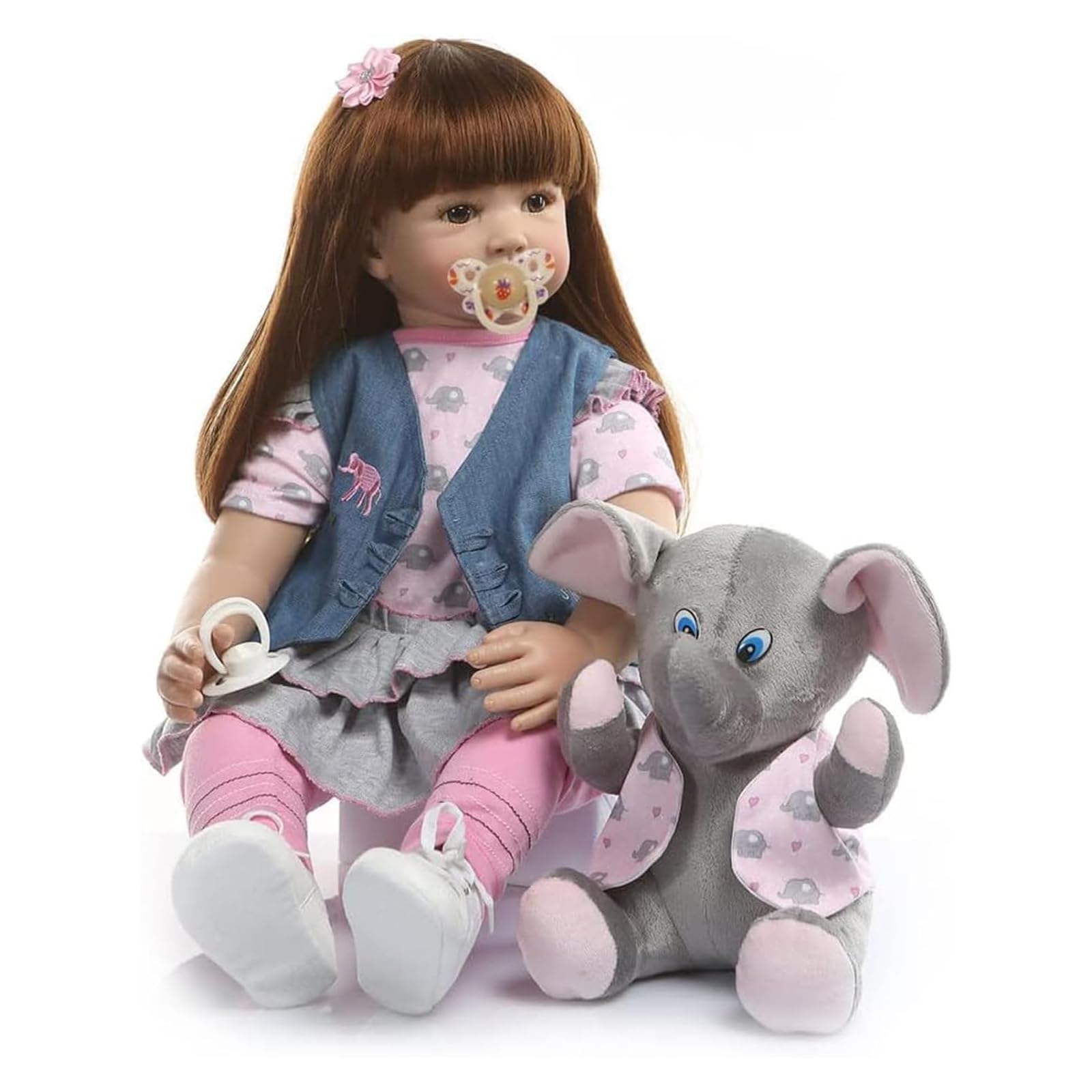 ZIYIUI Bambole Reborn Originali 24 Pollici 60 Centimetri Realistico in Silicone Morbido Femmine che Sembrano Vere Neonate con Capelli Lungh Toddler