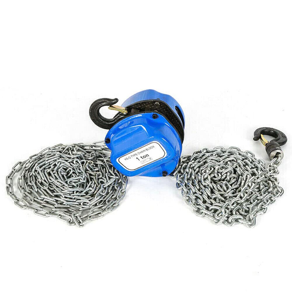 Profi Kettenflaschenzug 2T Kettenzug handseilwinde, Vollverzinkte Kette, ölfrei, 1000Kg Tragkraft Flaschenzug Seilzug Hebezug Ratschenzug, 4m Kettenblockaufzug Handkran