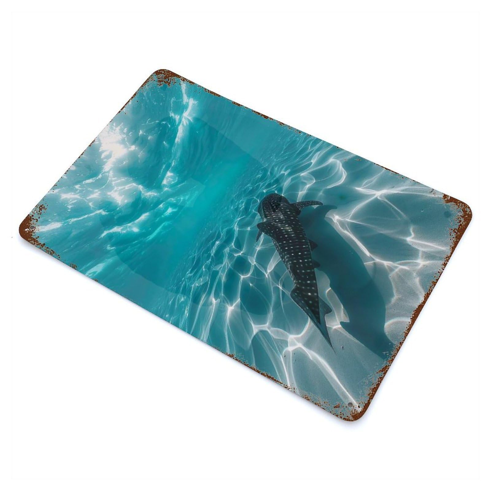 Whale Shark Beach Vintage Rust Metal Sign 11.8"x7.9", Shabby Chic Decor for Garage, Pub Or Kitchen