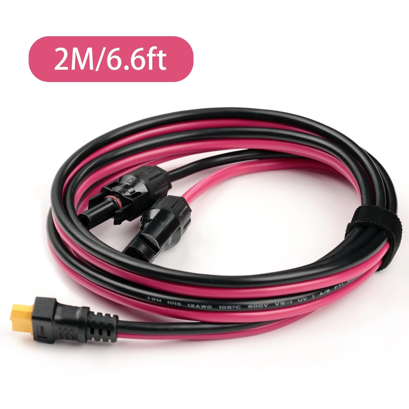 XT60 złącze żeńskie do panelu słonecznego, kabel zasilający 12AWG, kabel do ładowania ogniw fotowoltaicznych, akcesoria do układu słonecznego (kabel 2 m)