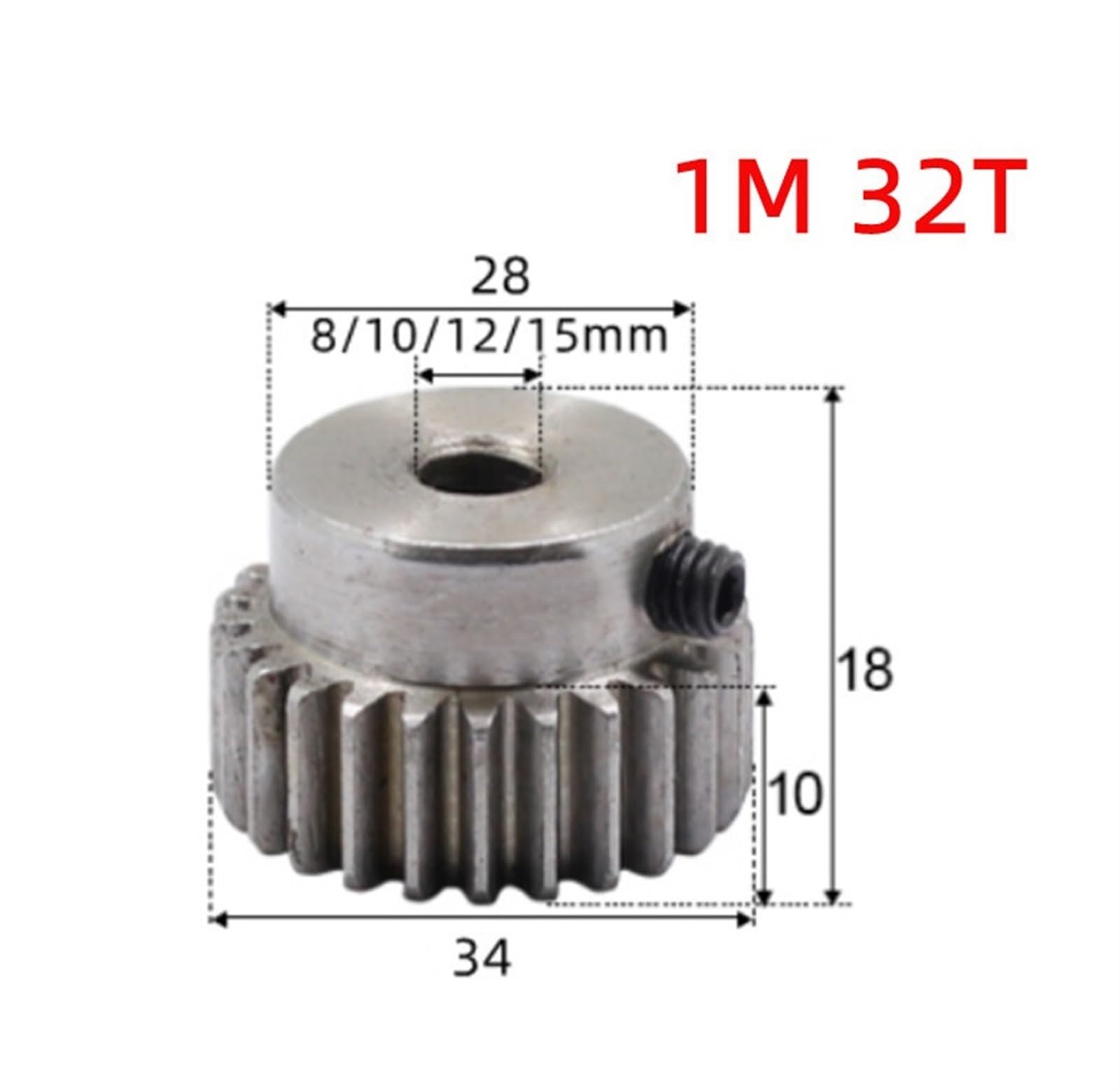 Bevel Gear Pinion Hardware Mechanical 1pcs 1M32T Spur Gear Bore 8/10/12/15mm 1 Mod 32 Teeth Motor Gear Low Steel Metal Gear for Motor(4pcs 1M 32 Teeth-8mm)