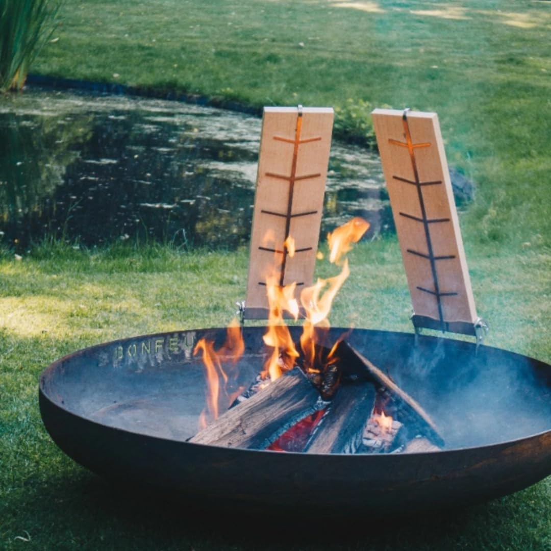 BonFeu Giardino Camino Broiling Board con Supporto Pesce Affumicatore