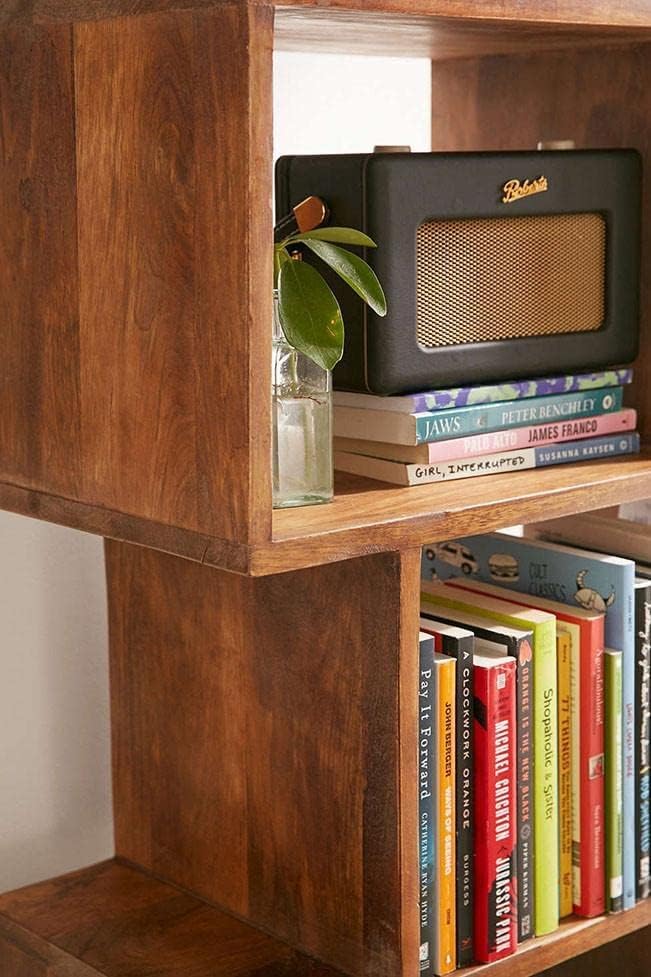 Image of HITHOS Solid Sheesham Wood Book Shelf | 4-Tier Wooden Open Bookcase with Display Rack for Home and Office | Multipurpose Storage Organizer Shelf (Natural Finish)