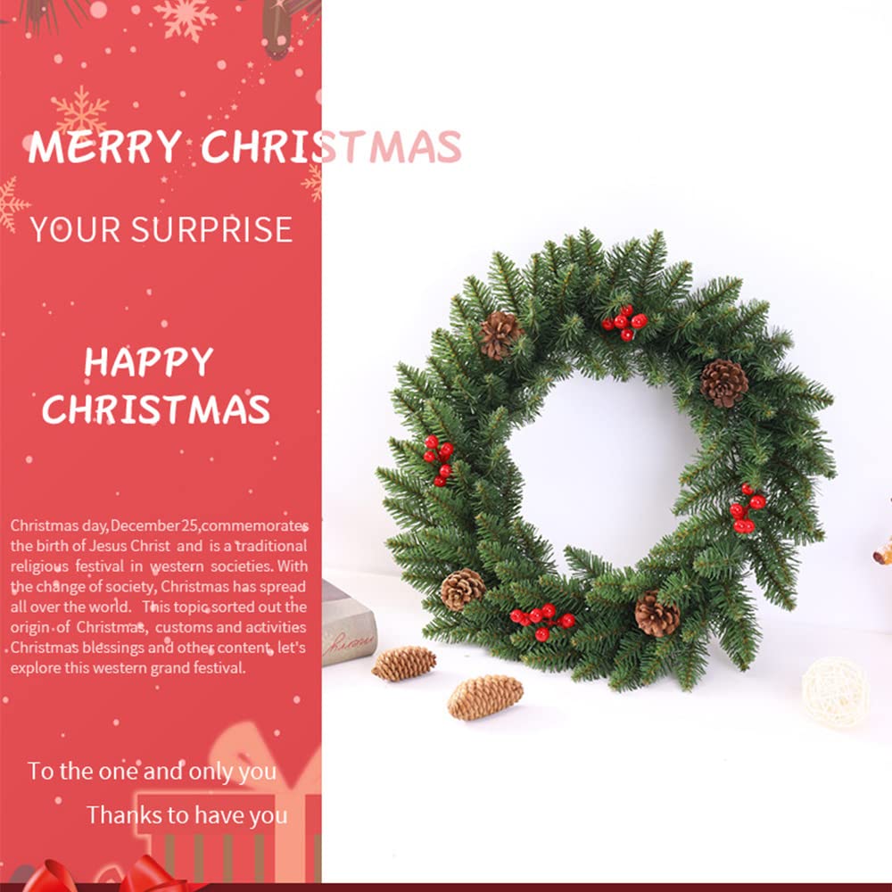 Weihnachtskranz 40cm Künstlich - Tannenkranz Rohling Mit Beeren Und Kiefernzapfen