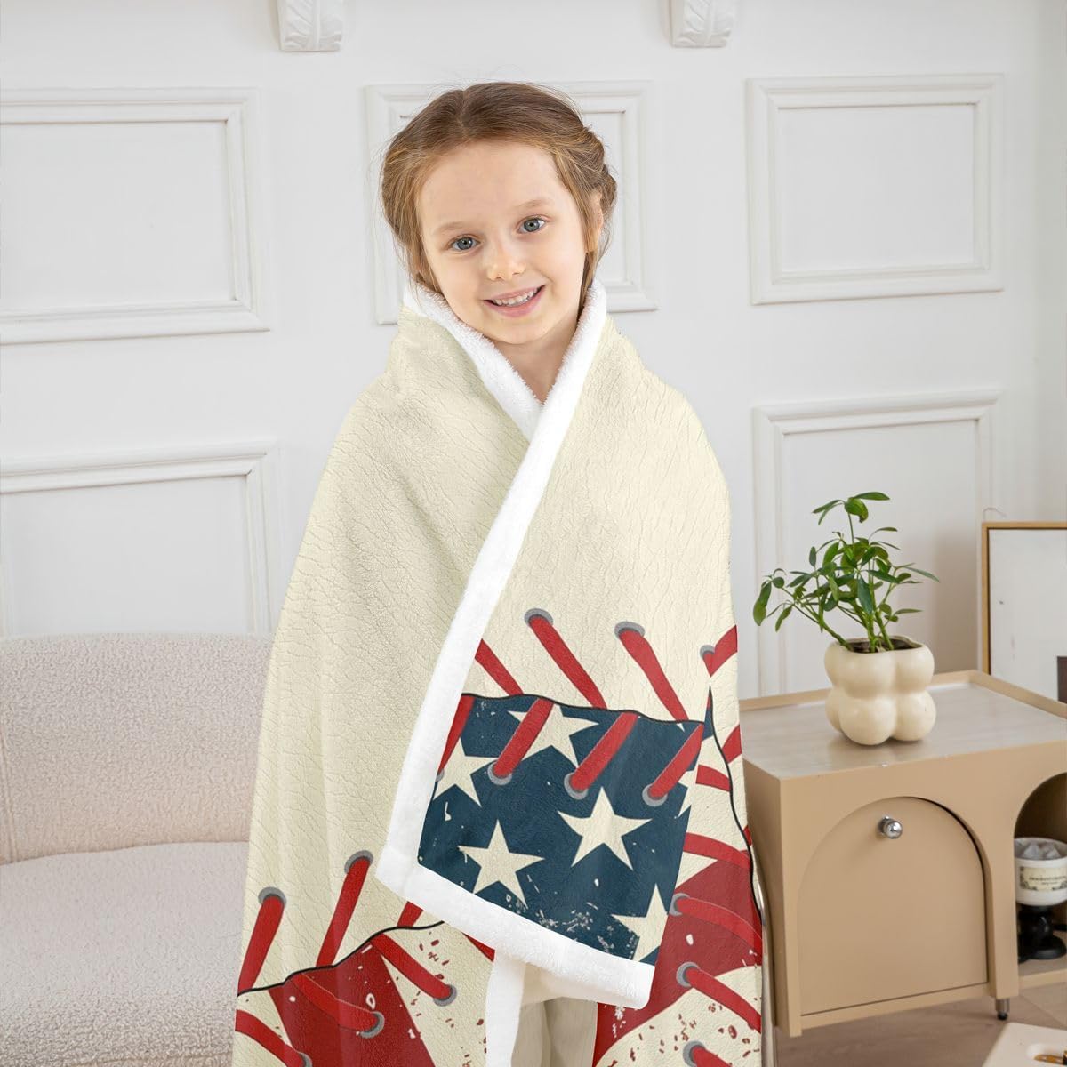 Erosebridal Baseball Letter R Fleece Blanket Retro United States Flag Baseball Sherpa Blanket 60"x80" | Personalized Initial A to Z Letter Monogrammed Sports Ball Game Fuzzy Plush Throw