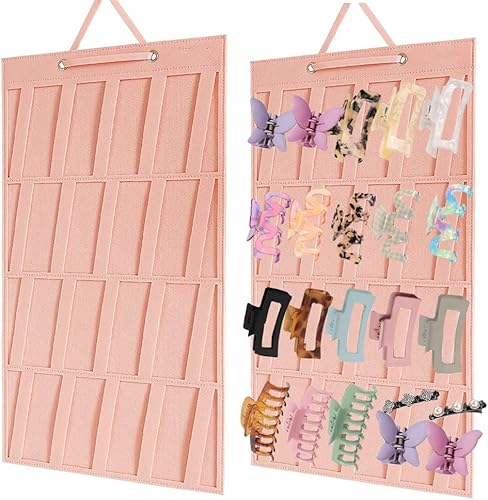 Organizador de pinzas colgantes de fieltro de alta calidad, gran capacidad para niñas y mujeres, soporte de exhibición de lazos para pared, puerta o