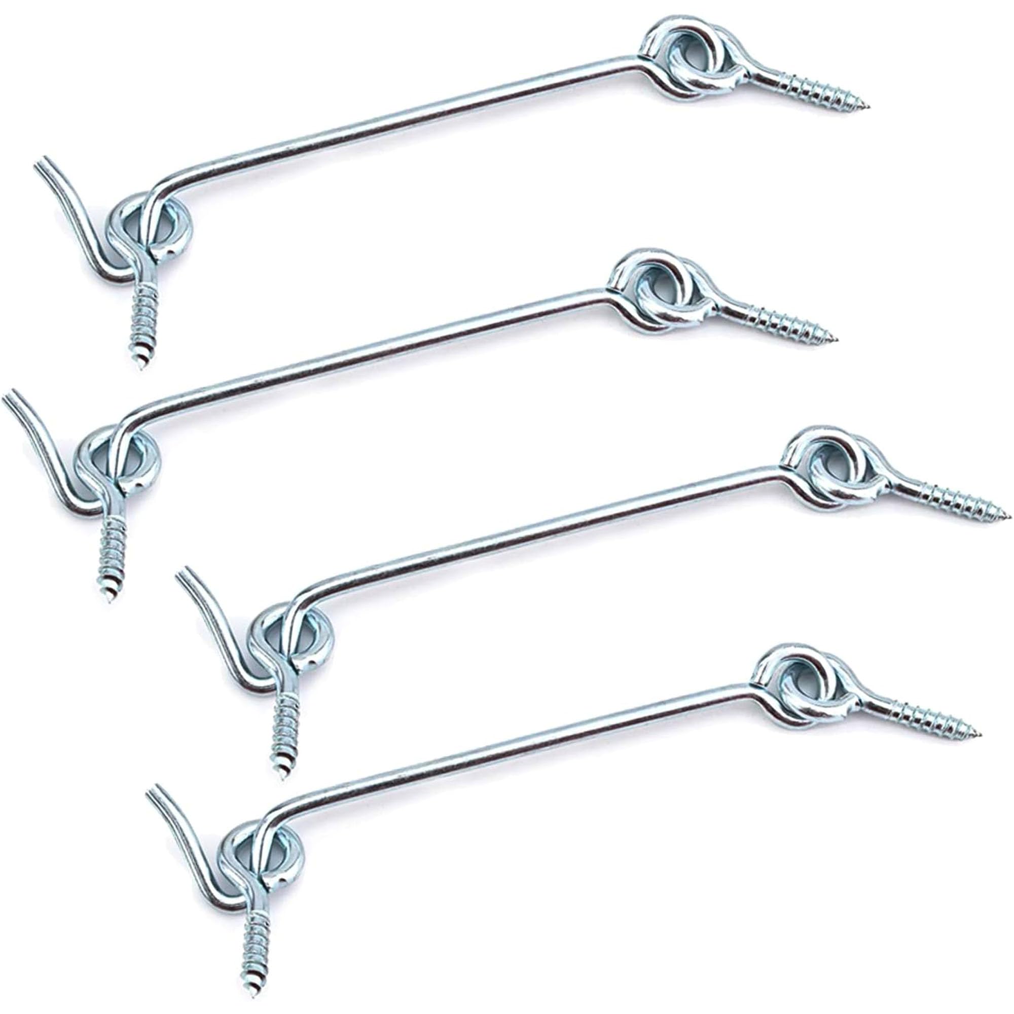 Versa-Mart 4 Sets Window Door Hook Wind Hook 2.5in Barn Door Latch Eye Gate Sliding Lock Hardware, Carbon Steel Old Fashioned Hook and Eye to Securely Rotate Garage Doors