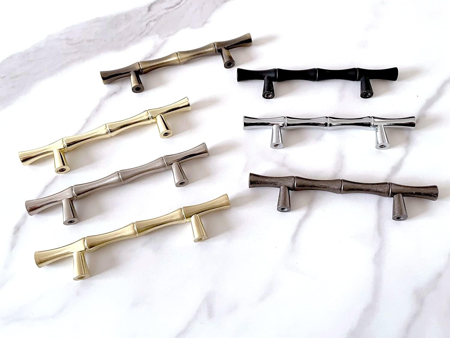3" C-C Bamboo Drawer Pull Brushed Gold Cabinet Handle Dresser Pulls Kitchen Door Handles Hardware 76 mm Centers (Color : Brushed Gold)