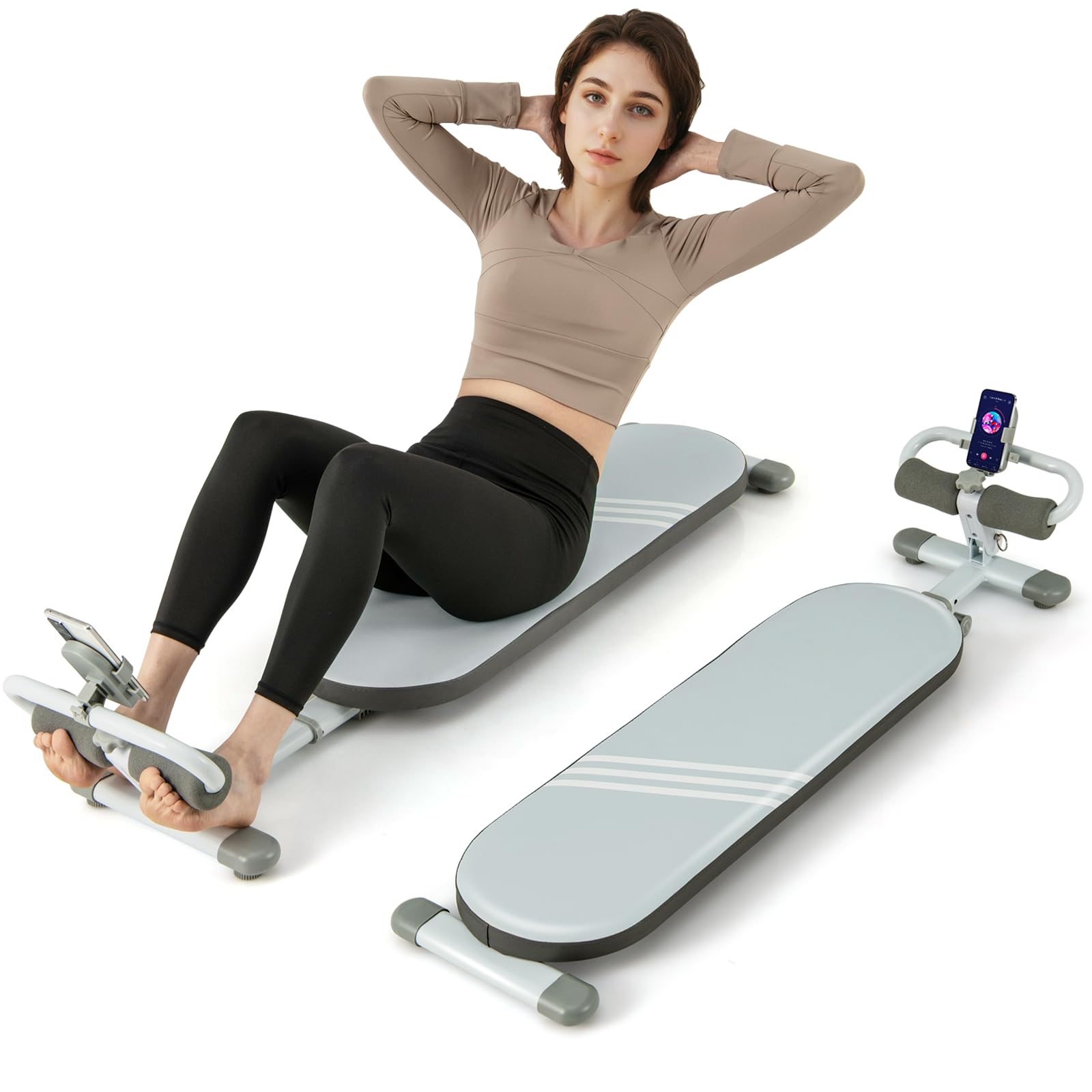 SPOTRAVEL Foldable Abdominal Training Bench, Sit Up Workout Supine Board with 3 Adjustable Angles and Length, 150KG Space-saving Versatile Fitness Equipment for for Home Gym (Blue)