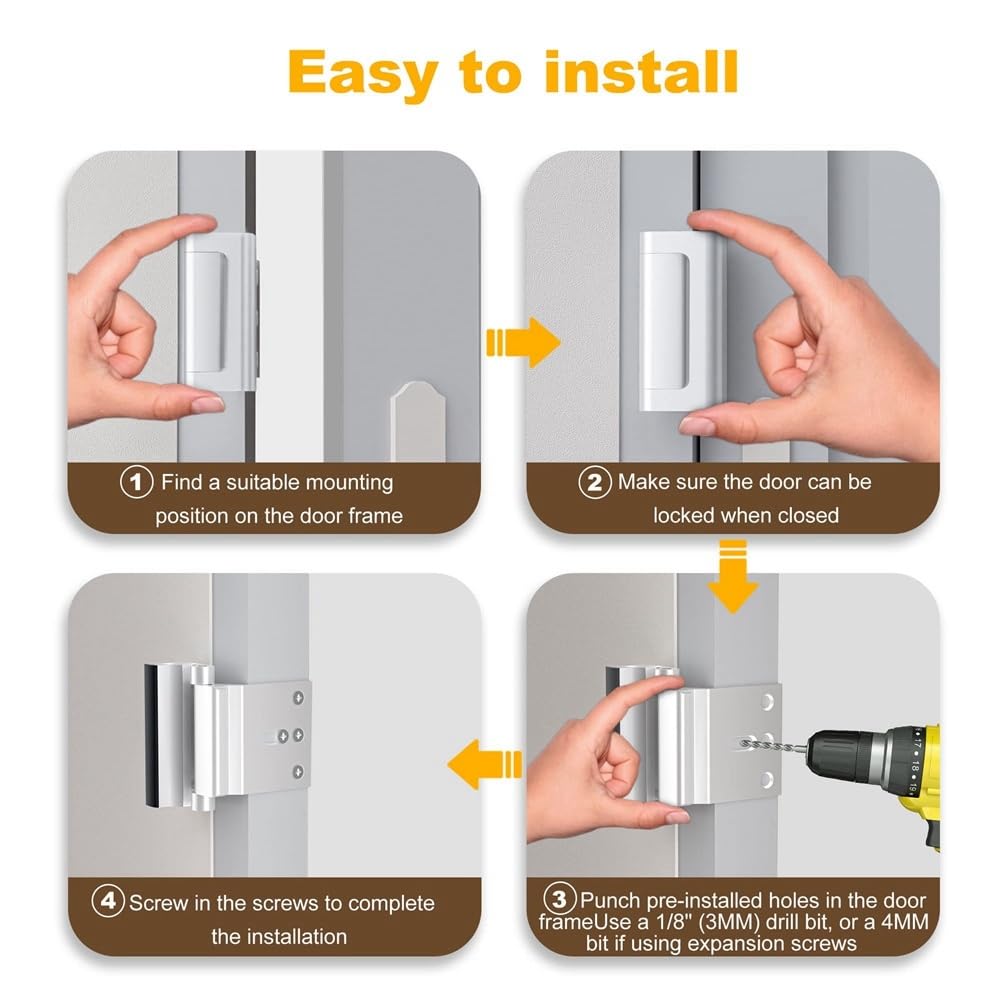 Koeydxst 1Pack Aluminium Alloy U Door Reinforcement Lock 3Inch Security Door Lock Home Proof Silver - Image 2