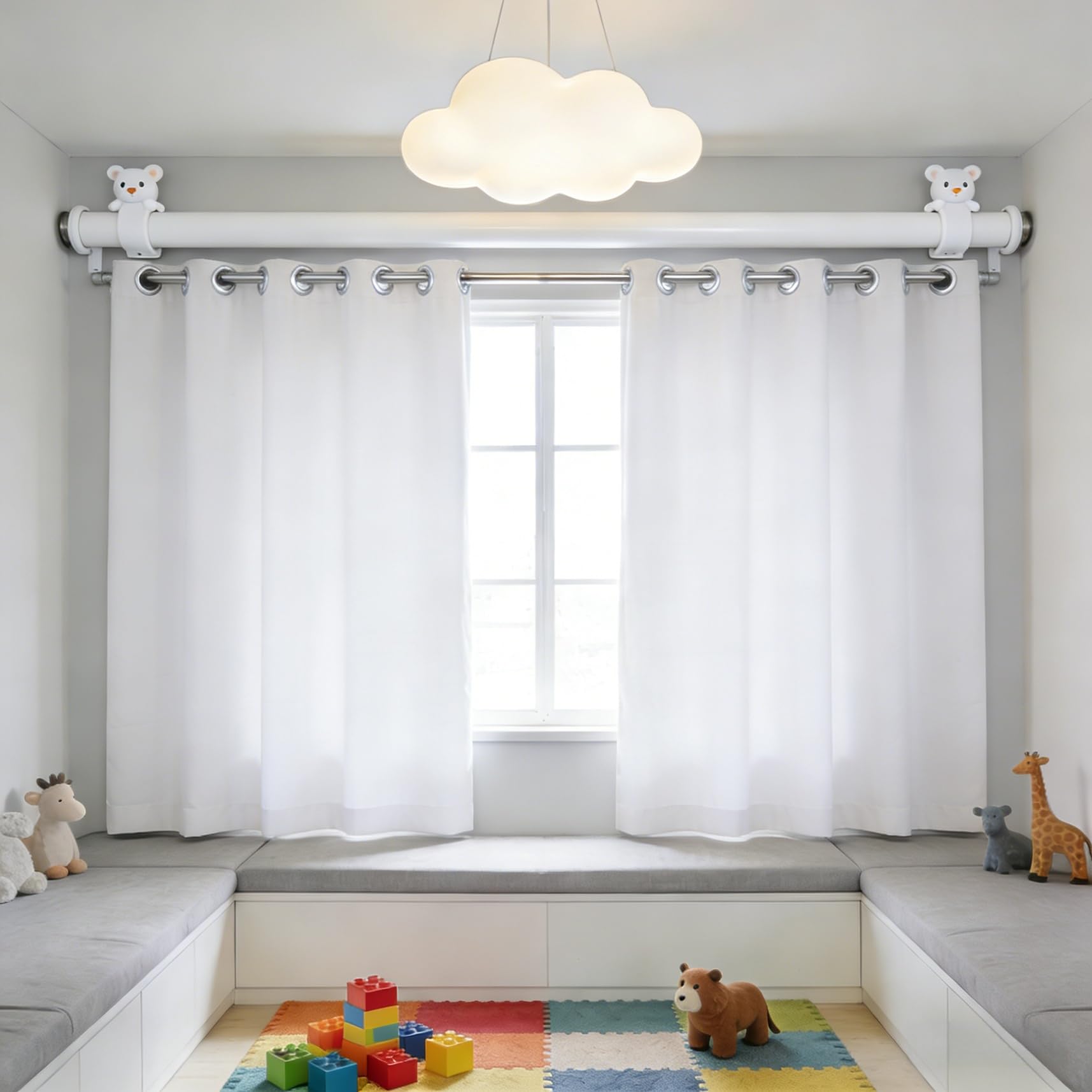 Cortinas opacas dormitorio 115 x 135 cm en color blanco para ventana de salón