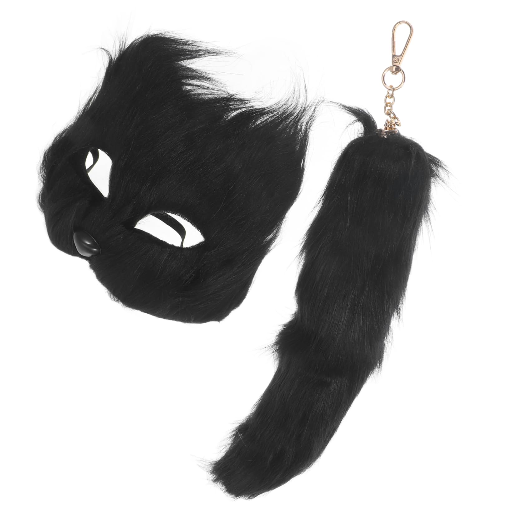 GARVALON Unique Fox Mask Costume Accessory Set Fluffy Tail Halloween Dress up Masquerade Party Mask
