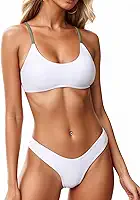 Conjunto de biquíni feminino sexy com gola canoa, 2 peças, maiô brasileiro de corte alto amarrado nas costas