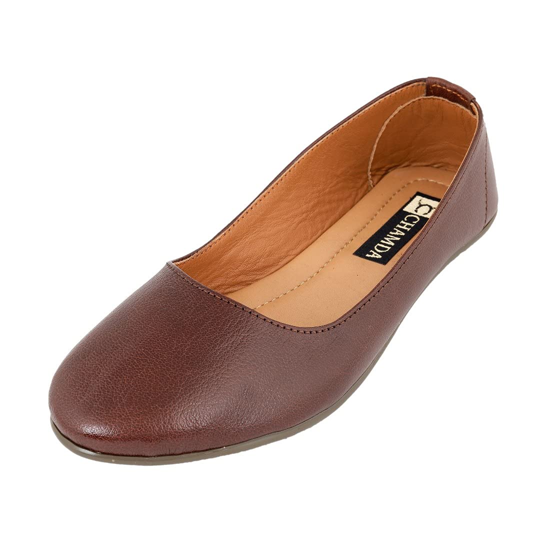 CHAMDA Womens Pure Leather Light Weight Brown Color Ballet Flats Ballerinas (Bally) (Numeric_4) (B095C4YH3G) Amazon Price History, Amazon Price Tracker