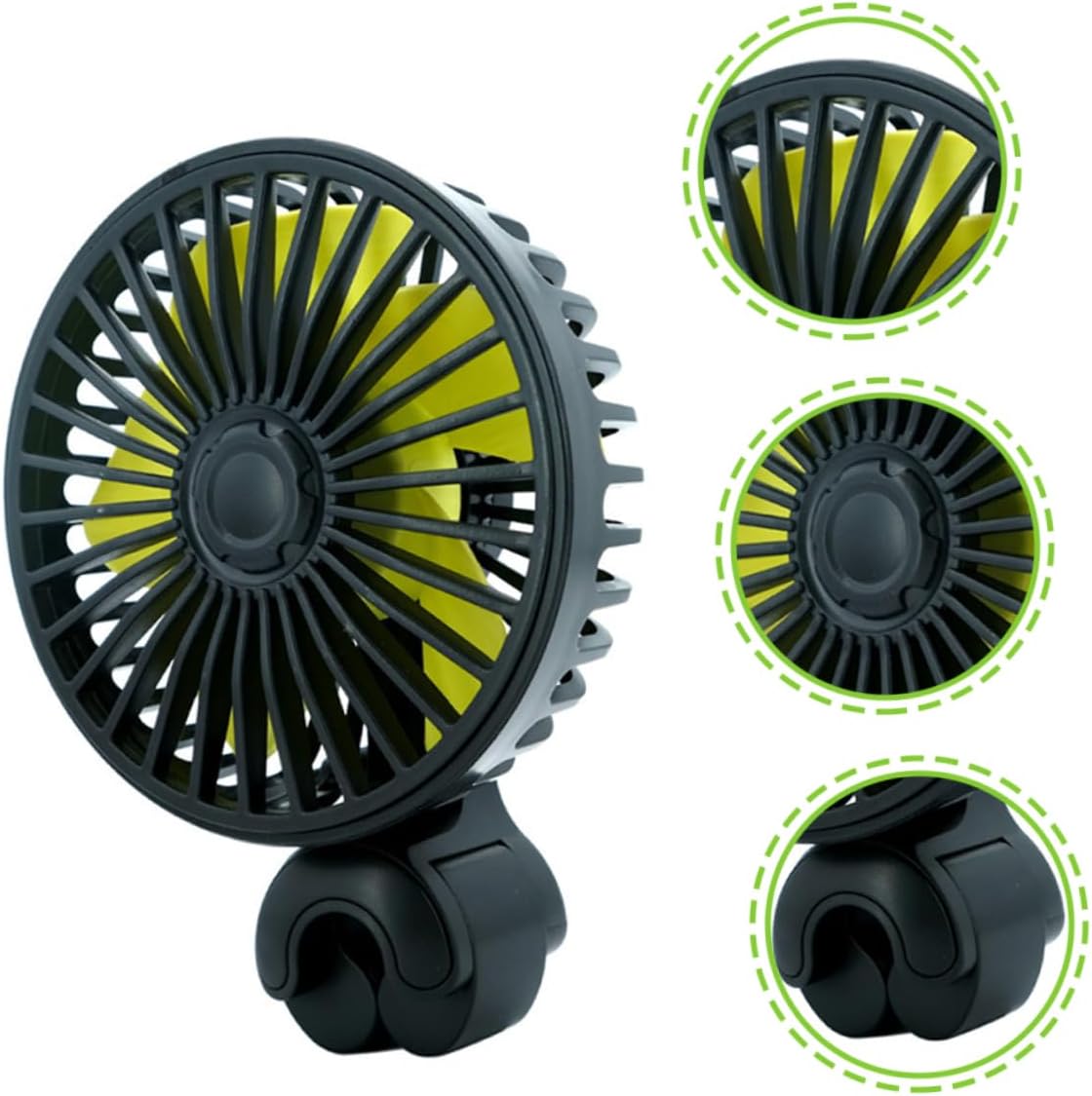 Gadpiparty 5pcs Clip-on Electric Car Fan Rear Seat Fan 3-speed Wind Speed for Car Air Circulation