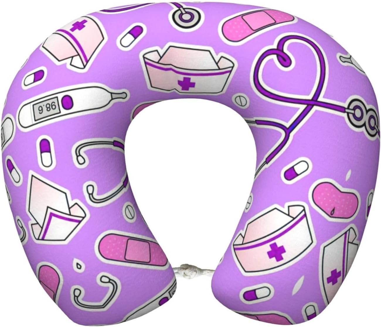 Cuscino per infermiera con stampa viola per un relax ottimale. Cuscino di supporto lombare ideale per i viaggi aerei