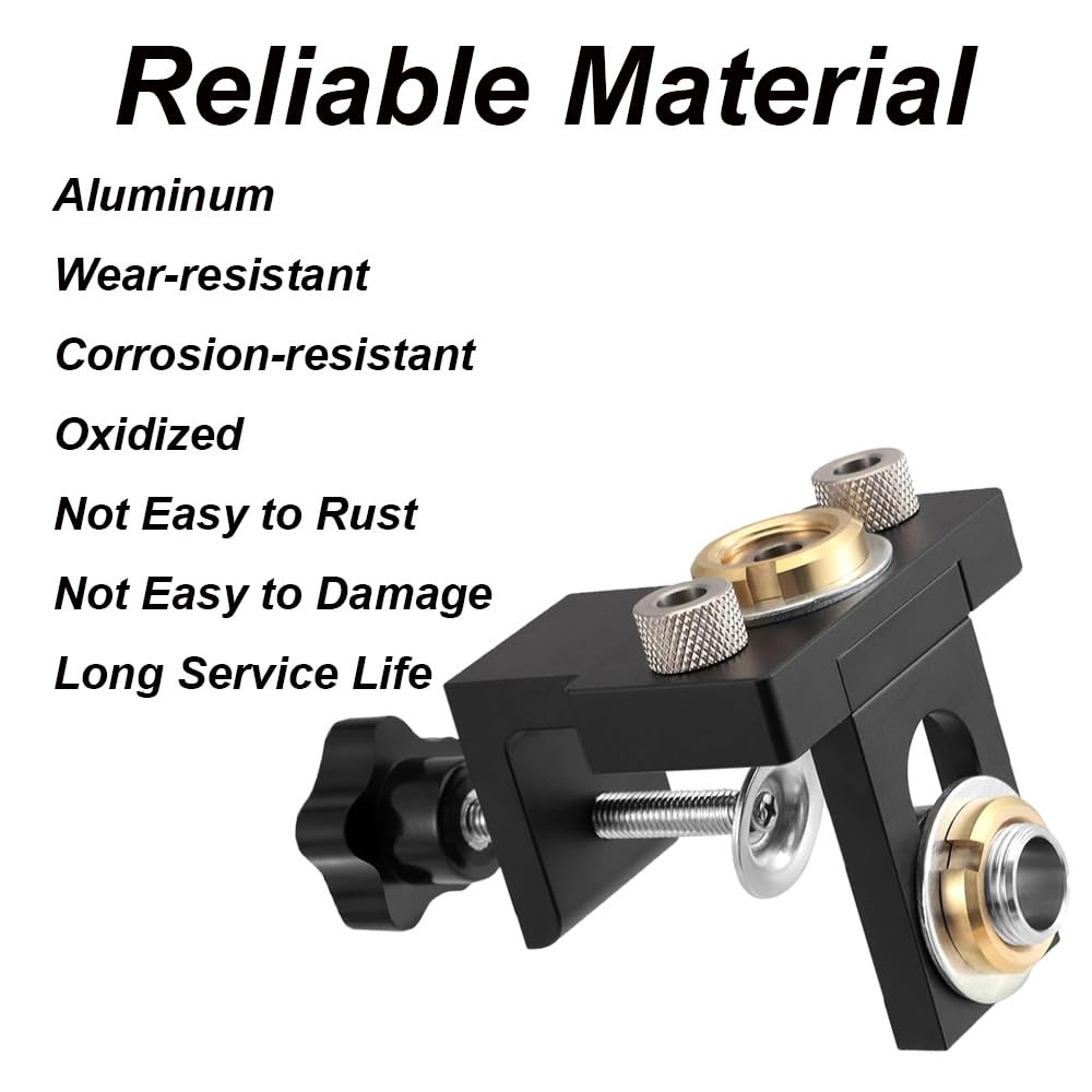 TopHomer 3-in-1 Pocket Hole Jig Kit, Self-Centeringfor Woodworking Exact dowel holes, with Positioning Clip Adjustable Drill Guide Punch Locator Carpentry Tools